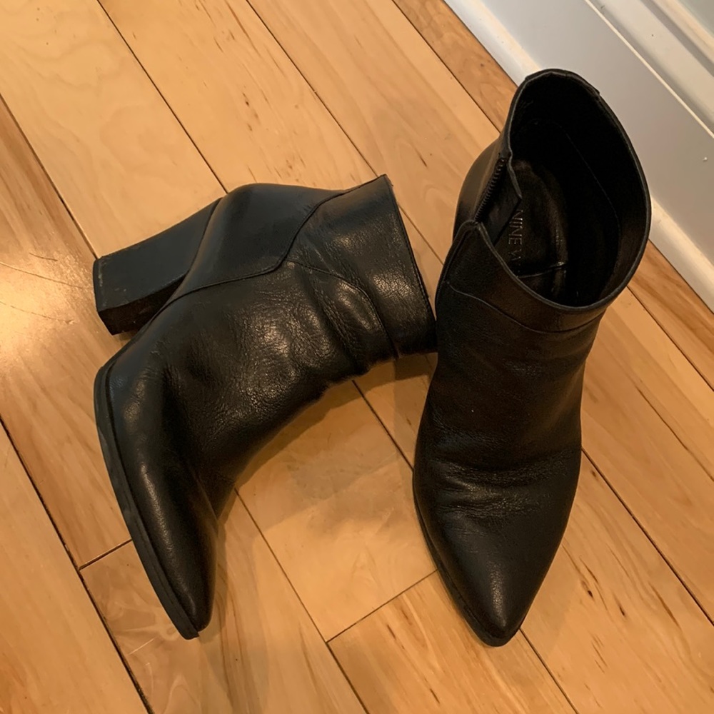 Black leather booties